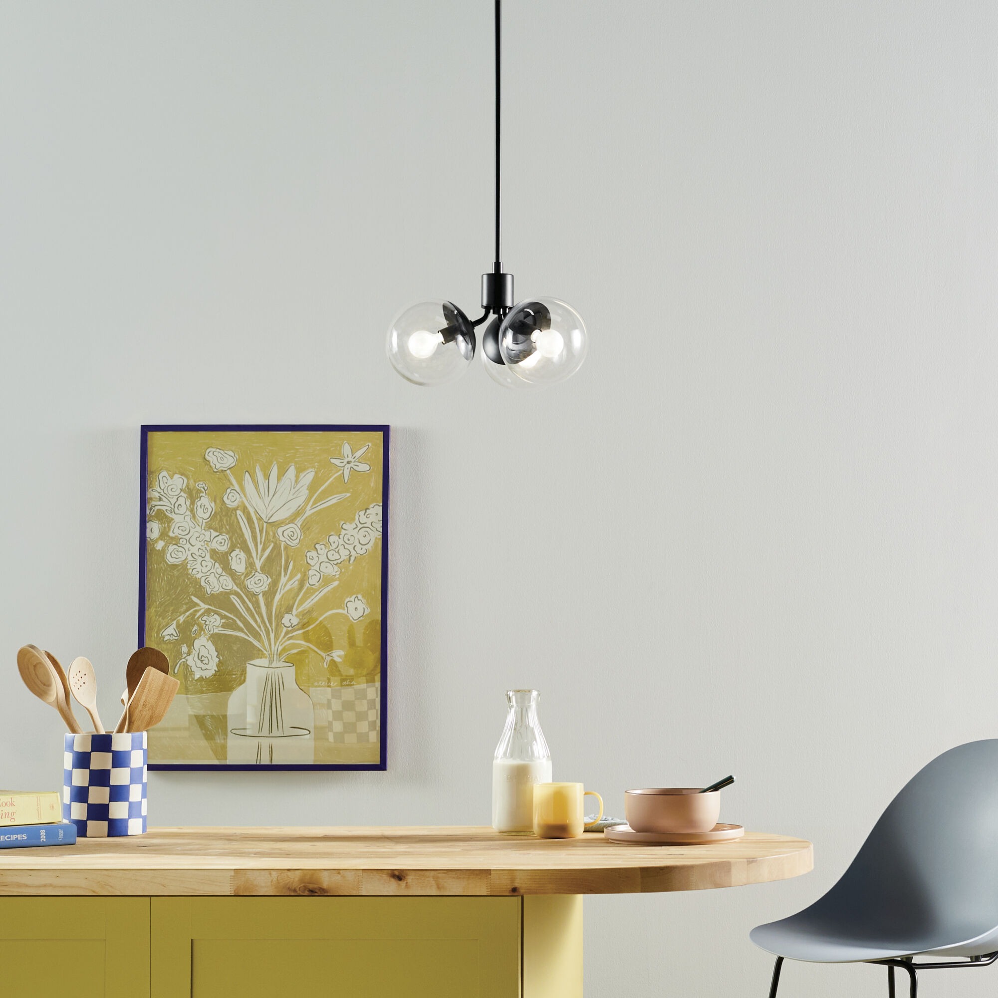 Silvarious 3 Light Black Chandelier/Semi Flush Ceiling Light