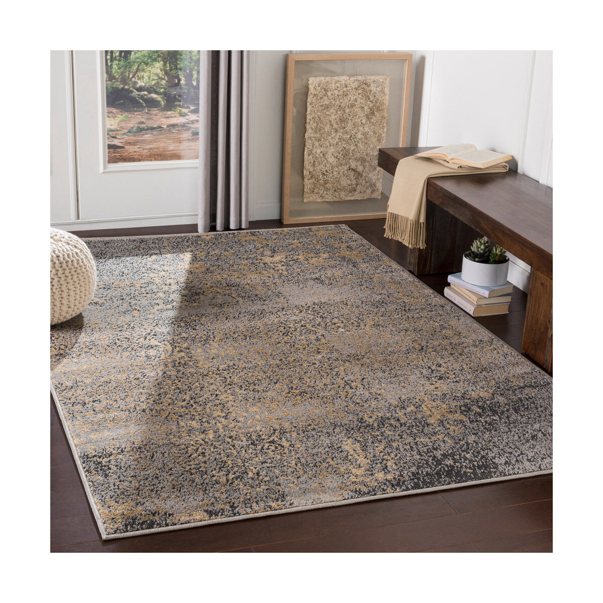 Paramount 91 X 26 inch Medium Gray/Khaki/Charcoal/Beige Rugs in 2.5 x 8, Polypropylene