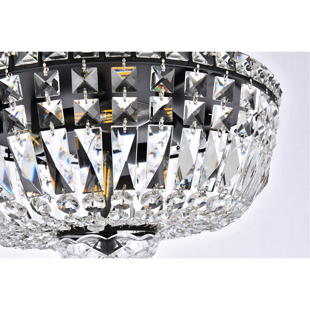 Tranquil 6 Light 16 inch Black and Clear Flush Mount Ceiling Light