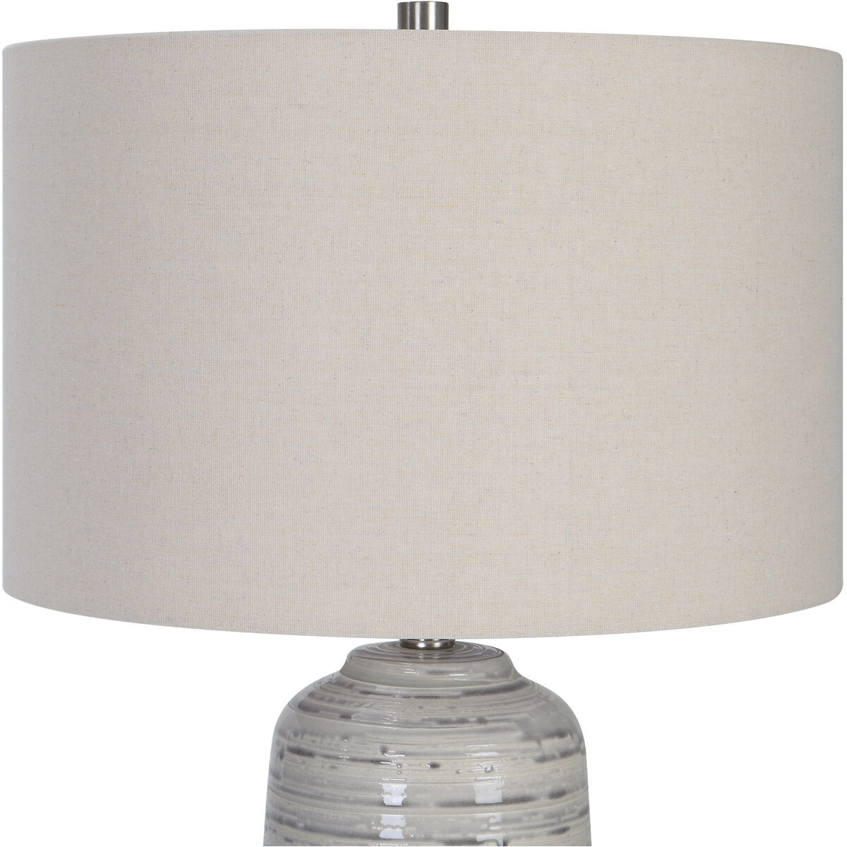 Cyclone 25 inch 150.00 watt Ivory Glaze with Striped Gray Drip Table Lamp Portable Light