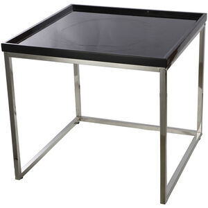 Square 23.5 X 21.8 inch Black and Silver Side Table