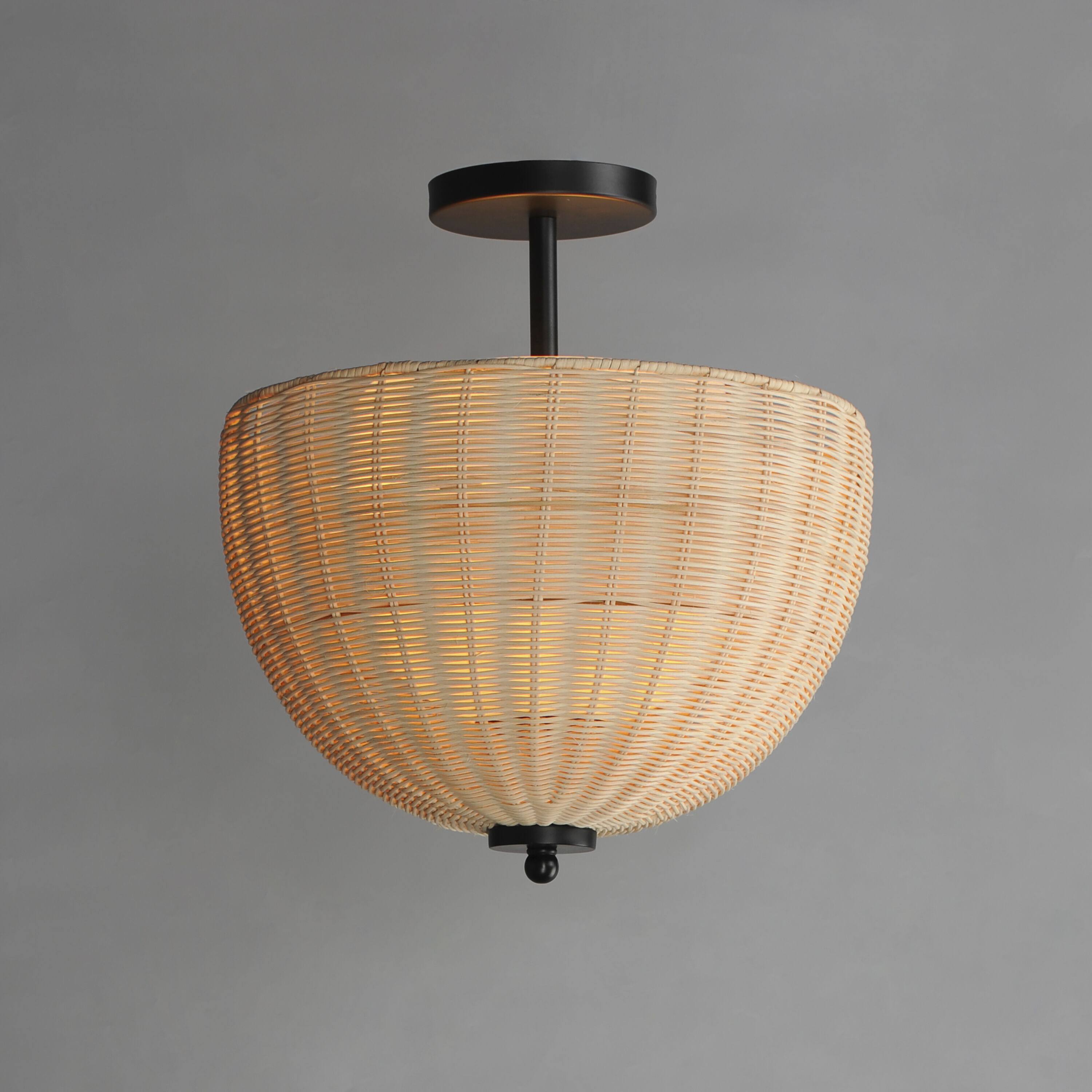 Maldives 2 Light 14.75 inch Black Semi-Flush Mount Ceiling Light, Semi Flush