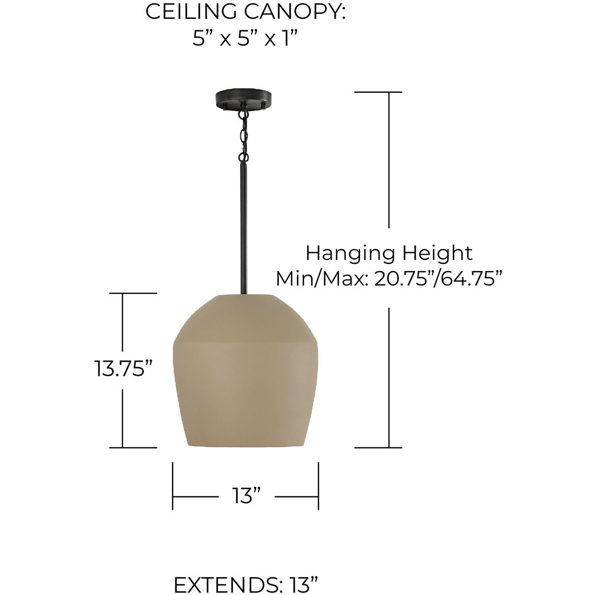 Della 1 Light 13 inch Terracotta Sand Pendant Ceiling Light