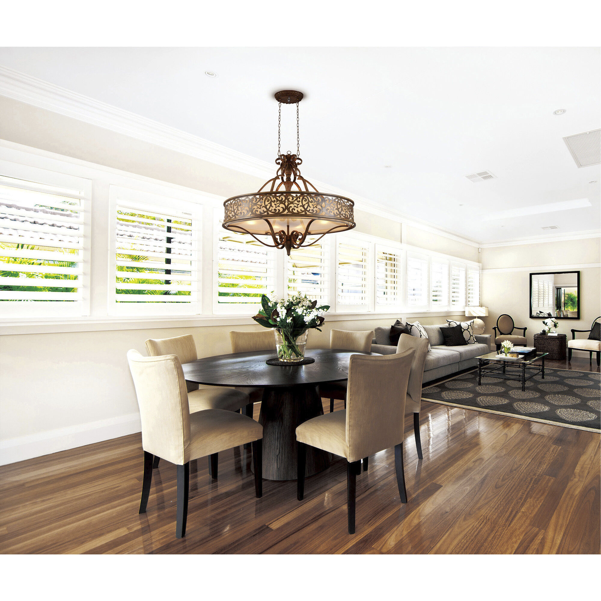 Nicole 6 Light 24 inch Brushed Chocolate Drum Shade Chandelier Ceiling Light