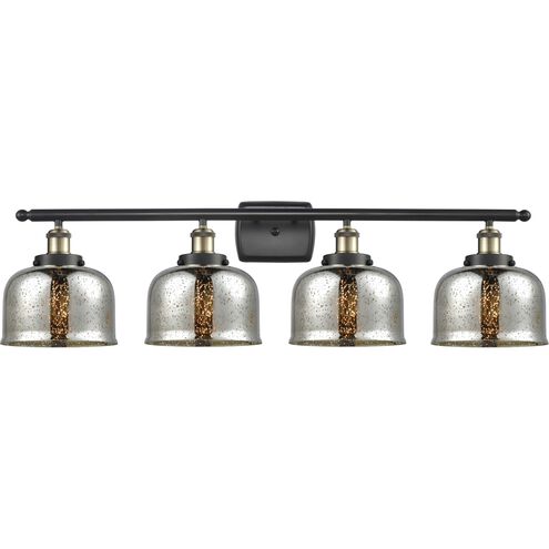 Ballston Urban Bell 4 Light 36 inch Black Antique Brass Bath Vanity Light Wall Light in Silver Plated Mercury Glass