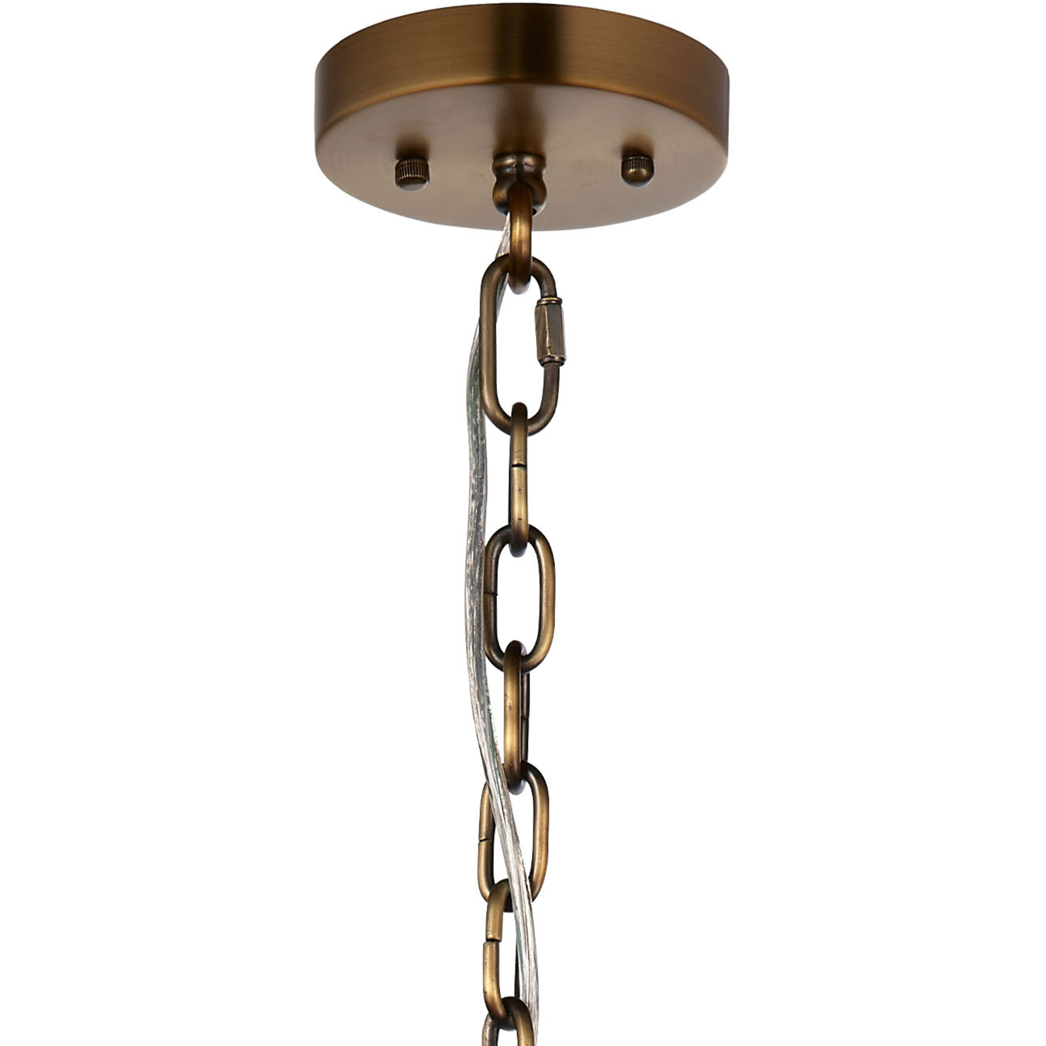 Scalloped 1 Light 24 inch Antique Brass Pendant Ceiling Light in Natural Raffia