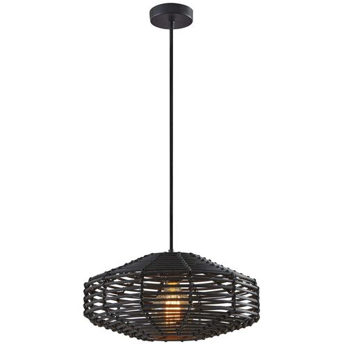 Kingston 1 Light 15 inch Black and Black Rattan Pendant Ceiling Light