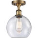 Ballston Athens 1 Light 8 inch Brushed Brass Semi-Flush Mount Ceiling Light in Seedy Glass, Ballston