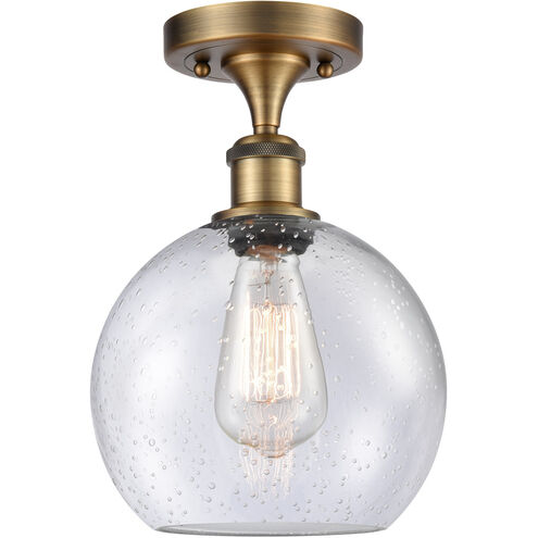 Ballston Athens 1 Light 8 inch Brushed Brass Semi-Flush Mount Ceiling Light in Seedy Glass, Ballston