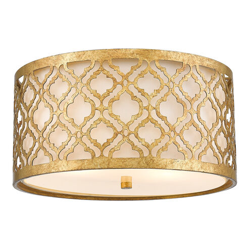 Arabella 2 Light 8 inch Distressed Gold Flush Mount Ceiling Light, Gilded Nola