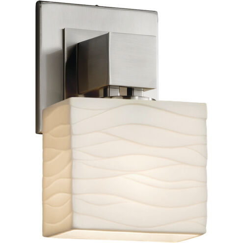 Porcelina 1 Light 5.5 inch Brushed Nickel ADA Wall Sconce Wall Light in Waves, Incandescent, Rectangle