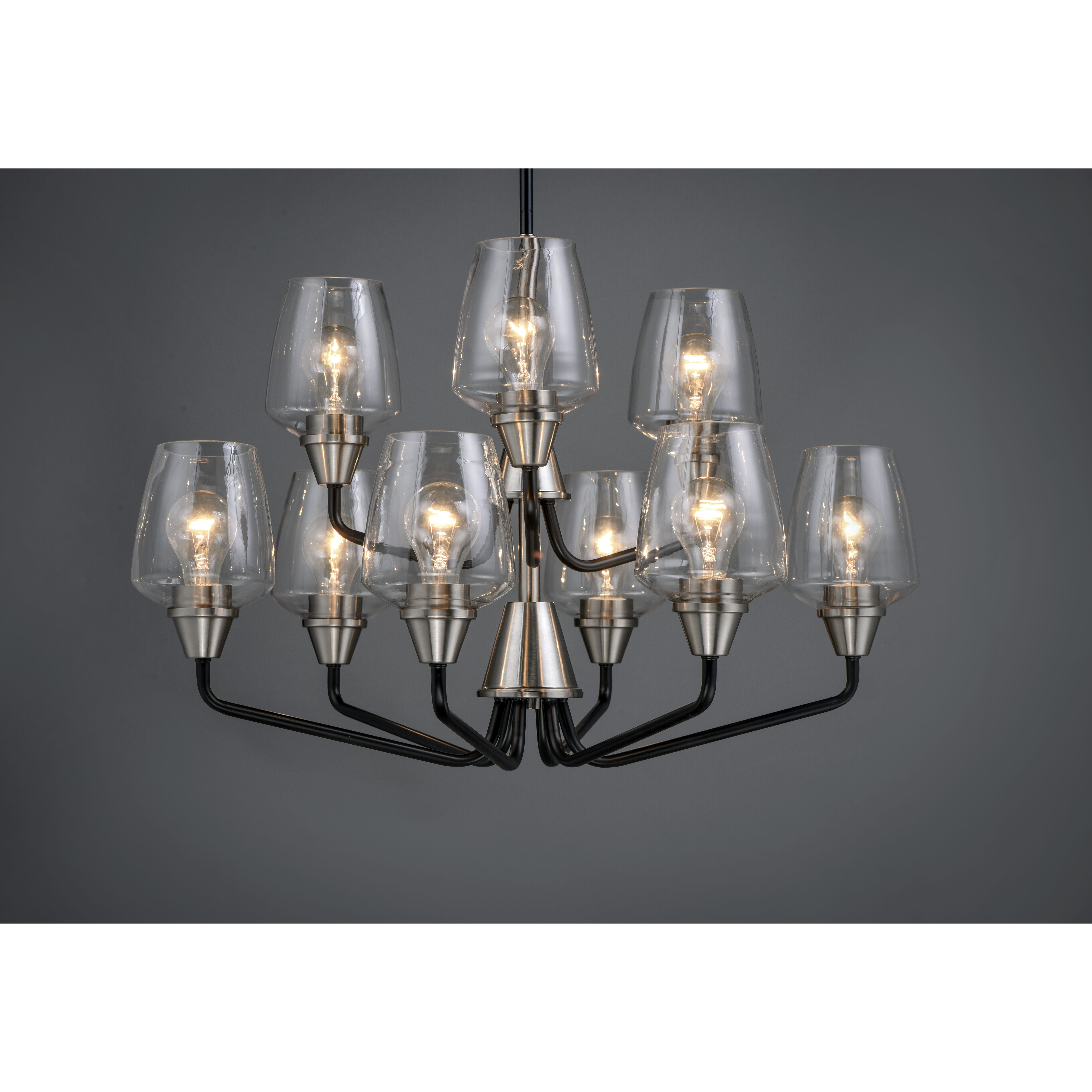 Goblet 9 Light 27 inch Black/Satin Nickel Multi-Tier Chandelier Ceiling Light in Black and Satin Nickel