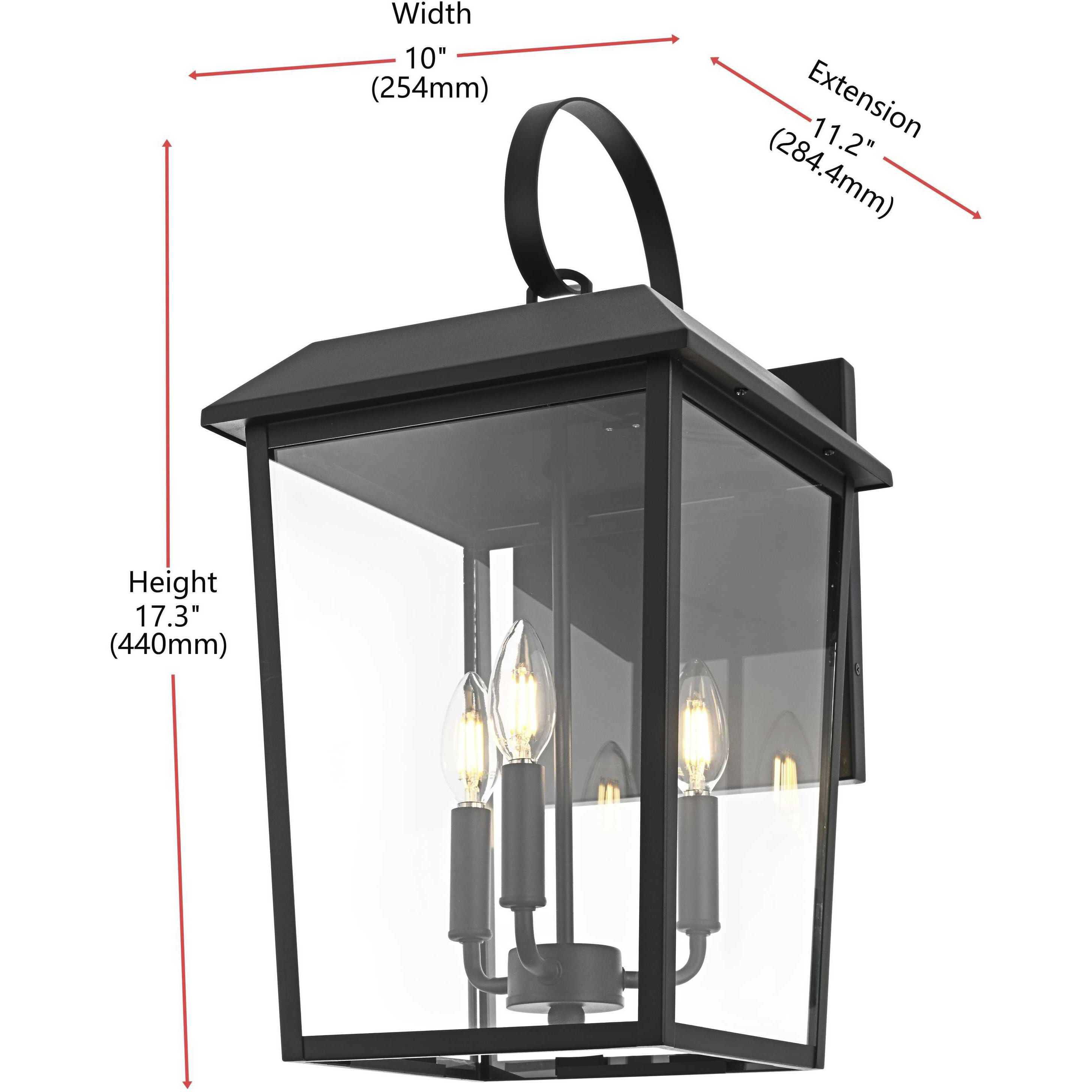 Riggs 3 Light 21.5 inch Black Outdoor Wall Sconce
