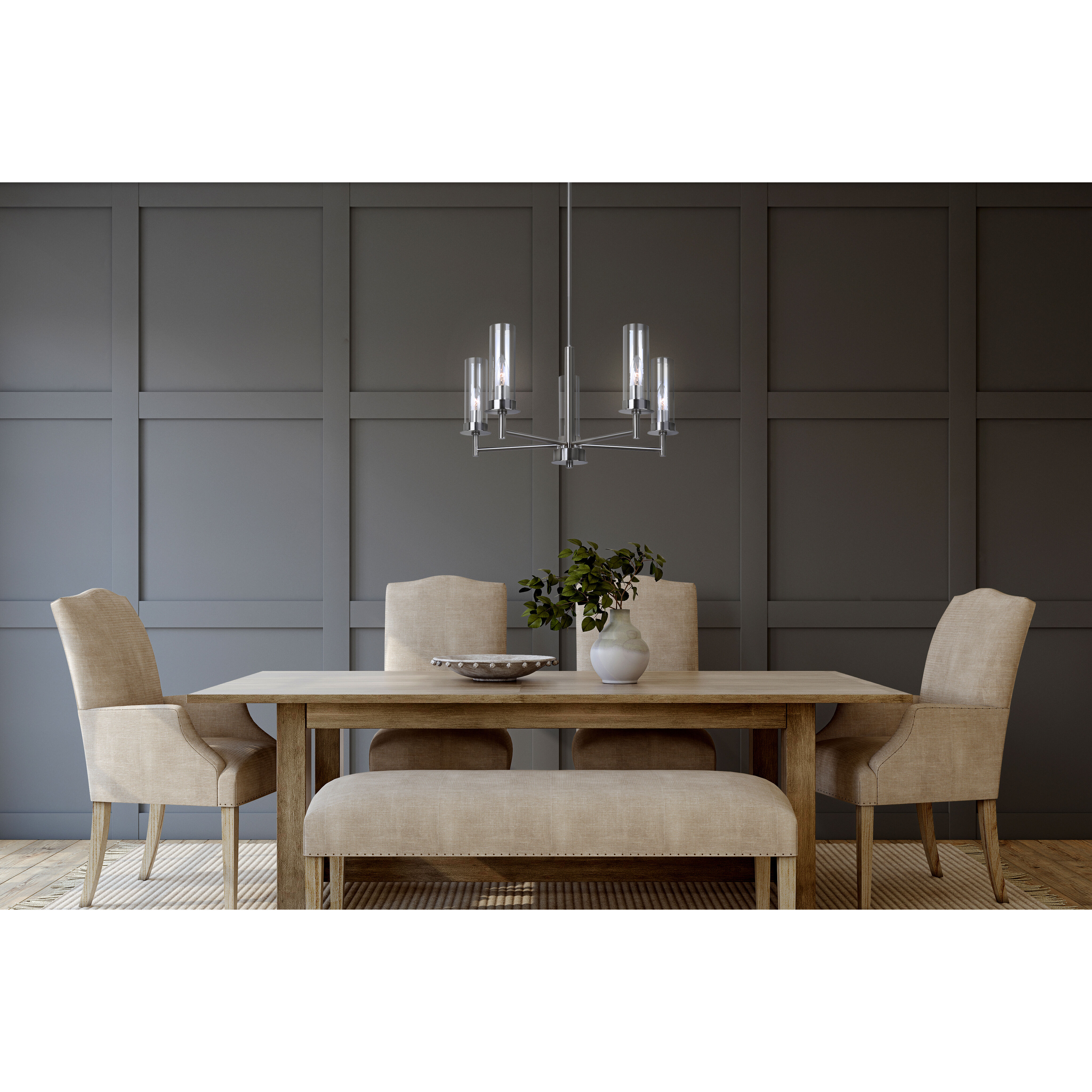 Benson 5 Light 23 inch Brushed Nickel Chandelier Ceiling Light