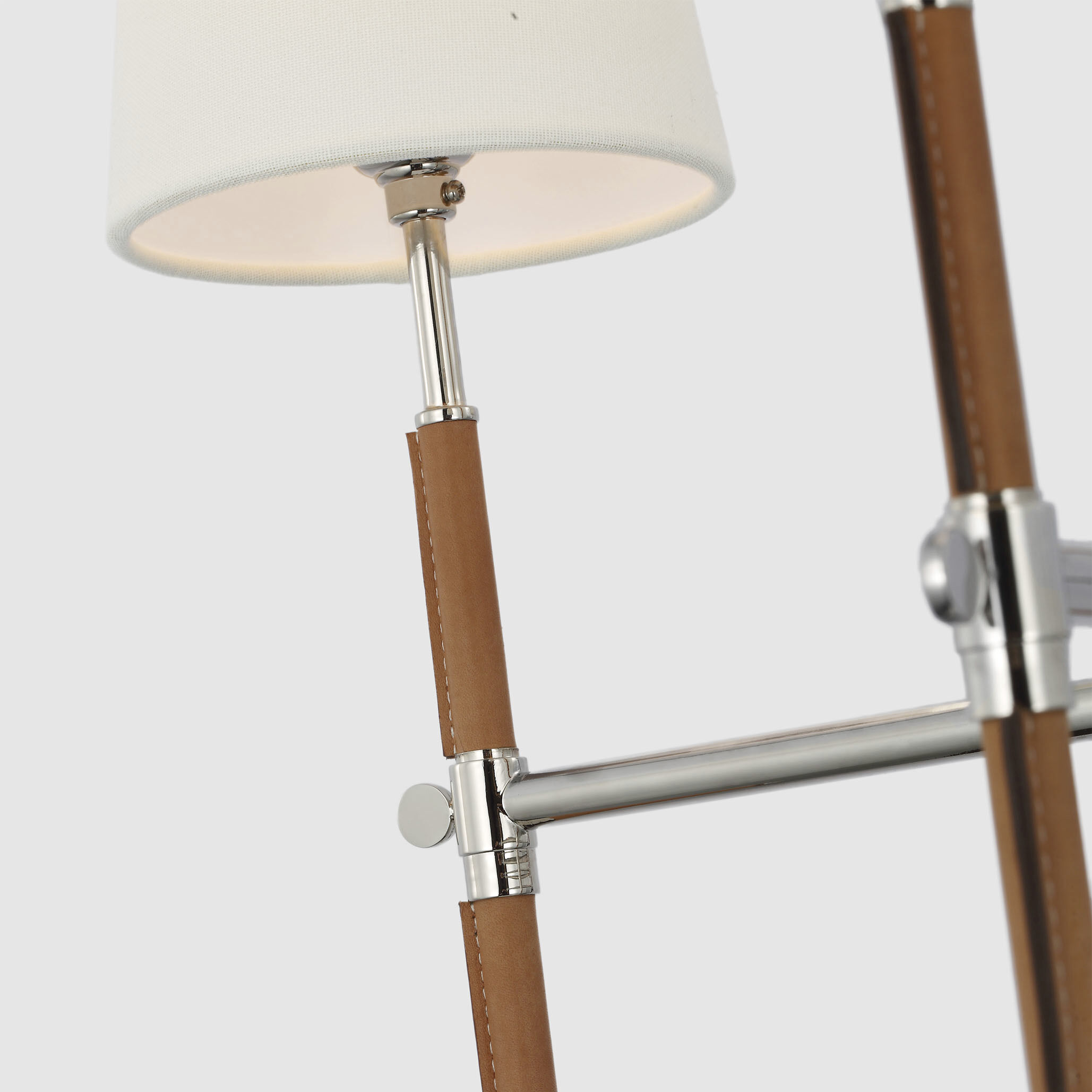 Thomas O'Brien Bryant2 LED 26 inch Polished Nickel and Natural Leather Wrapped Chandelier Ceiling Light, Small