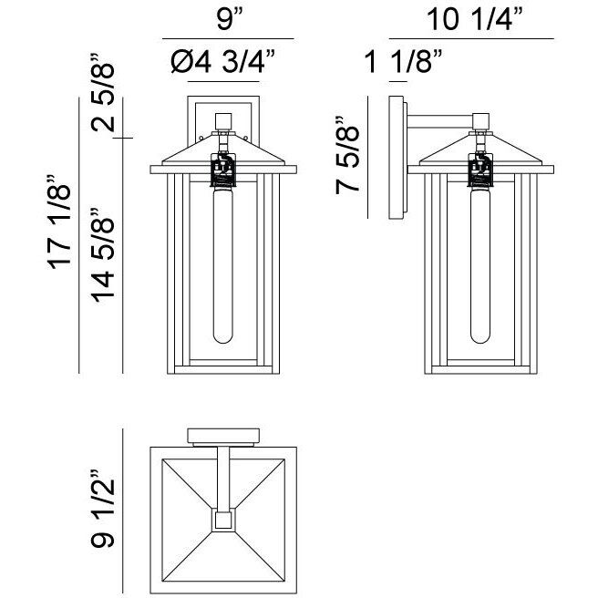 Caldwell 1 Light 17.13 inch Matte Black Outdoor Wall Light