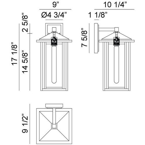 Caldwell 1 Light 17.13 inch Matte Black Outdoor Wall Light
