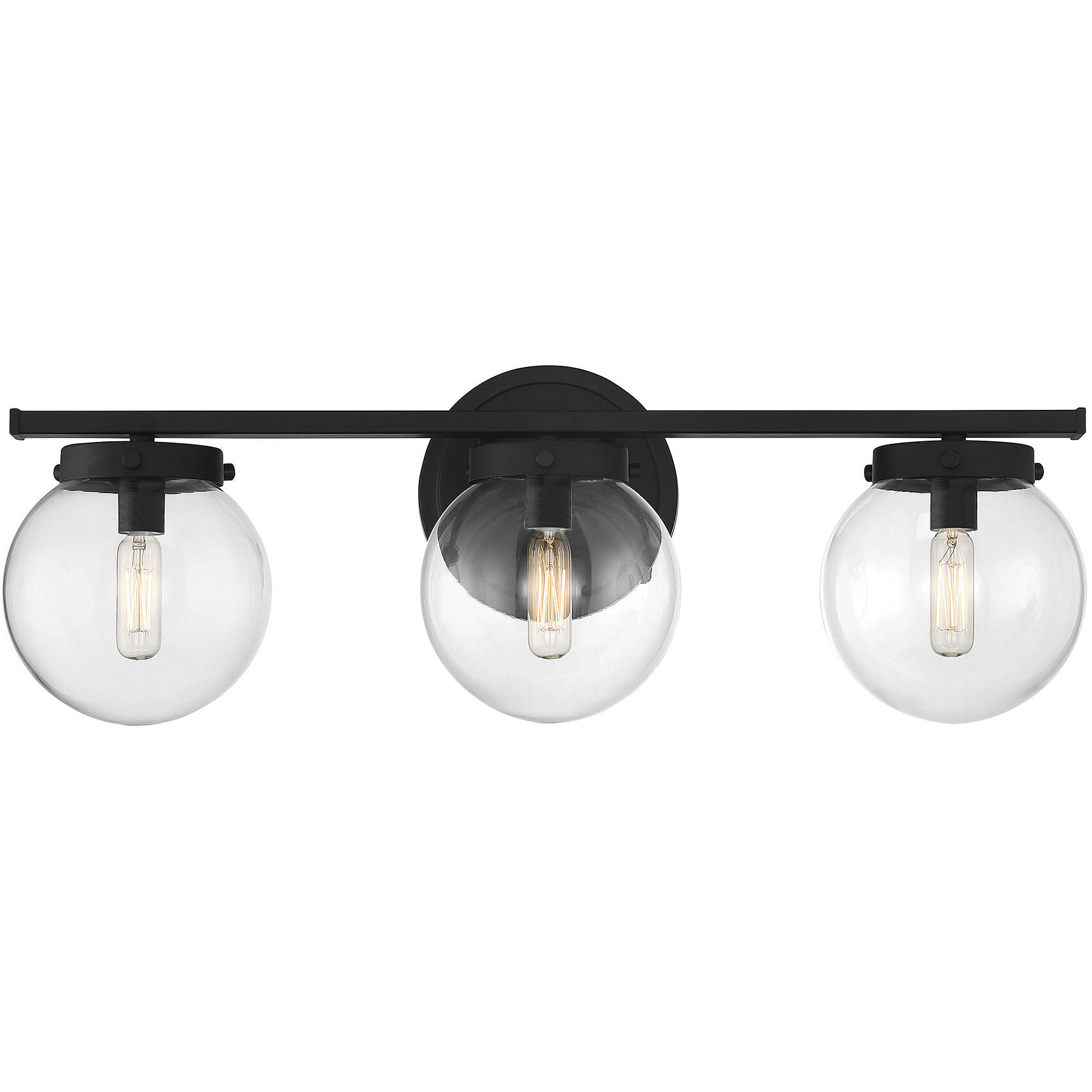 Meridian M80024MBK Mid Century Modern 3 Light 24 inch Matte Black Bathroom Vanity Light Wall Light