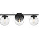 Mid-Century Modern 3 Light 24 inch Matte Black Bathroom Vanity Light Wall Light