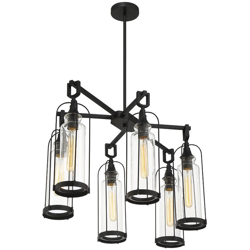 Yasmin 6 Light 19.5 inch Satin Black Outdoor Chandelier