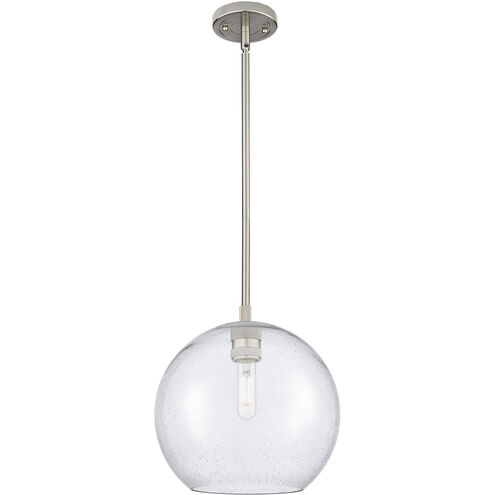 Crown Point 1 Light 10 inch Satin Nickel Pendant Ceiling Light in Seedy Glass