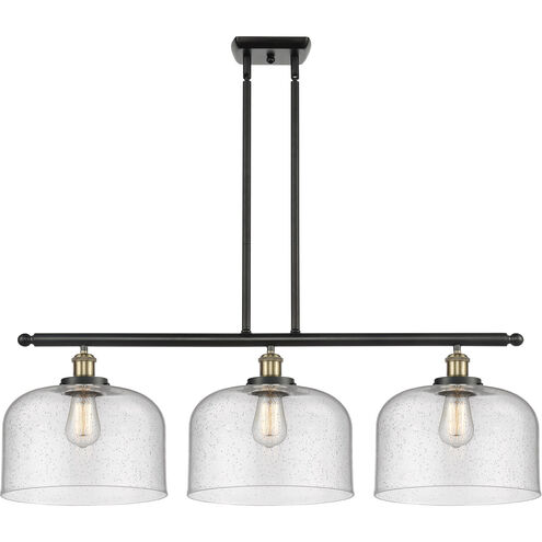 Ballston X-Large Bell 3 Light 36 inch Black Antique Brass Island Light Ceiling Light in Seedy Glass