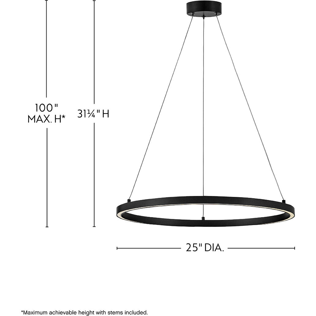 Kenna LED 25 inch Black Chandelier Ceiling Light