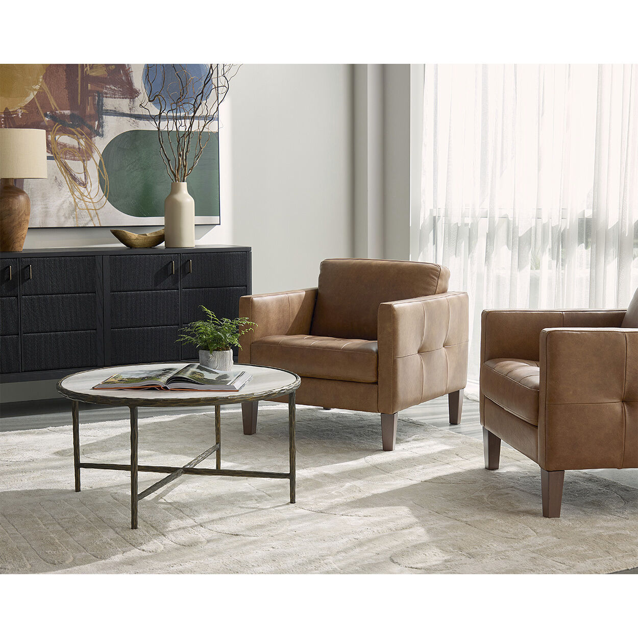 Karmelo Cognac Leather Armchair