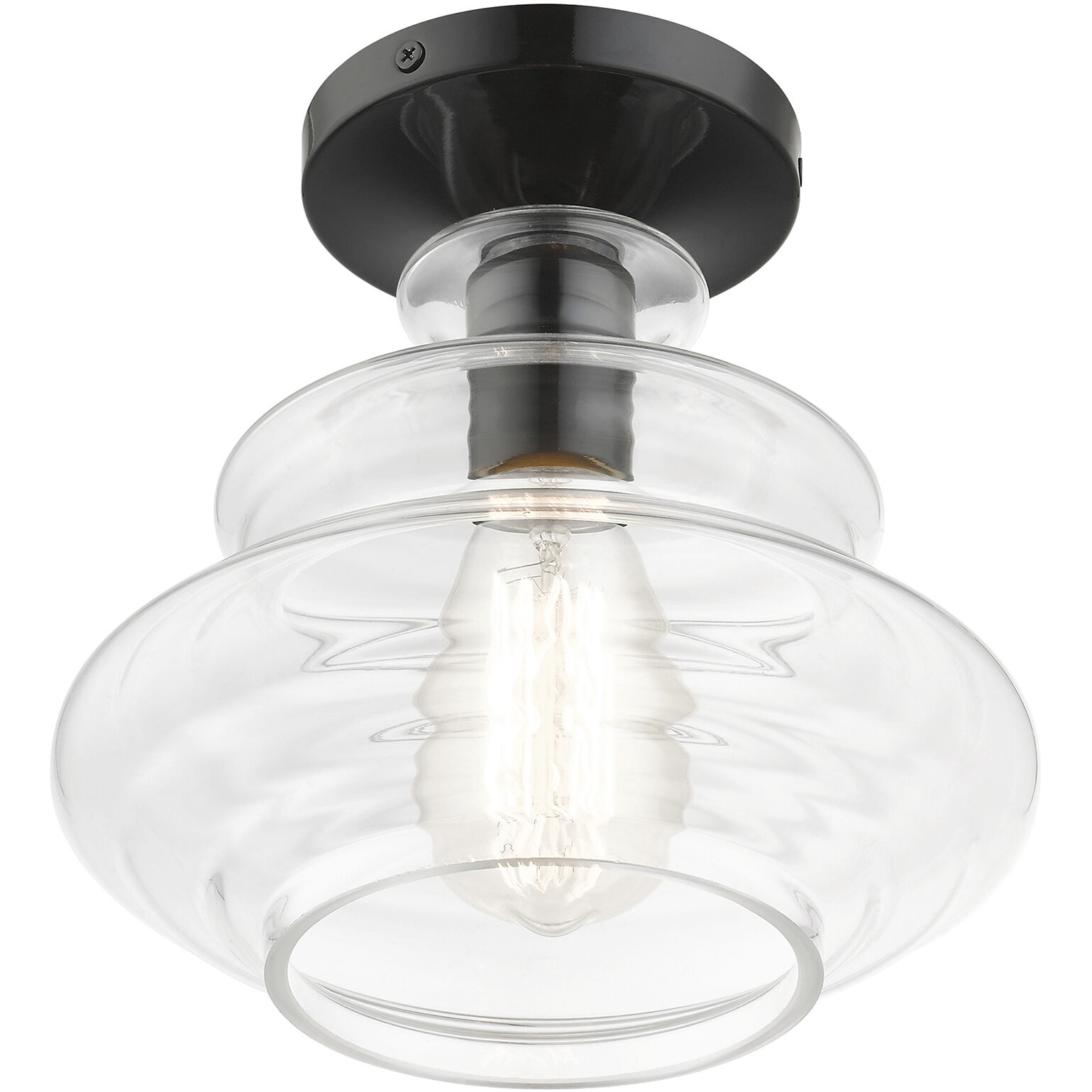 Everett 1 Light 9 inch Shiny Black with Chrome Finish Accents Semi-Flush Ceiling Light