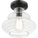 Everett 1 Light 9 inch Shiny Black with Chrome Finish Accents Semi-Flush Ceiling Light