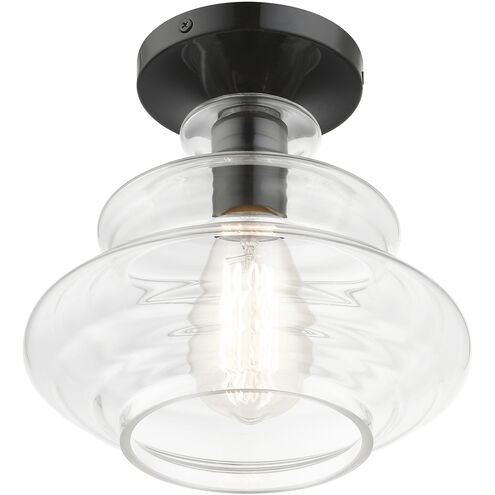 Everett 1 Light 9 inch Shiny Black with Chrome Finish Accents Semi-Flush Ceiling Light