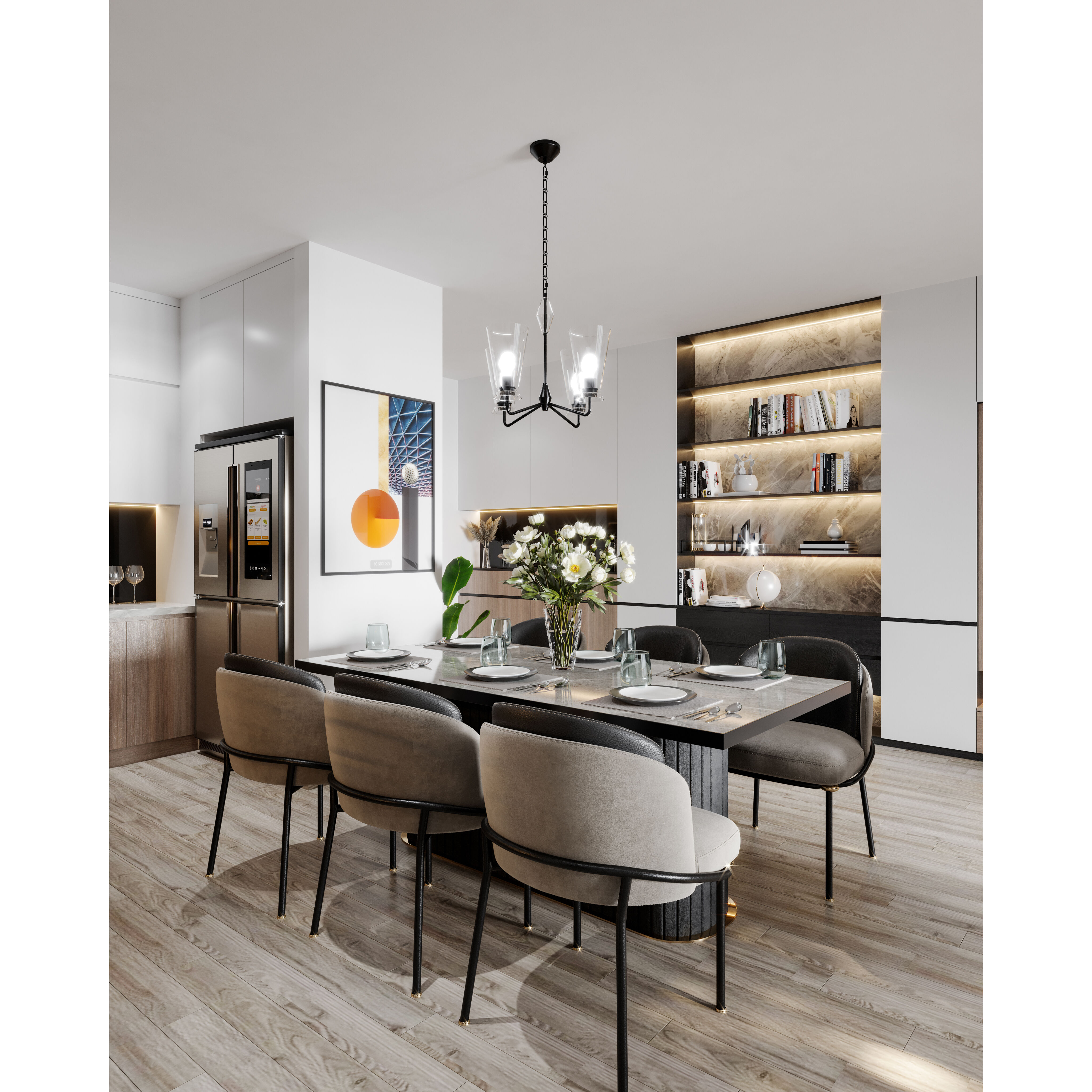 Alora Mood Salem 4 Light 22.5 inch Clear Glass/Matte Black Chandelier Ceiling Light