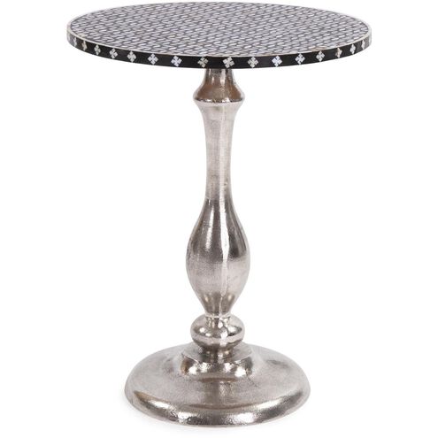 Carter 23 X 18 inch Nickel/Black/White Martini Table