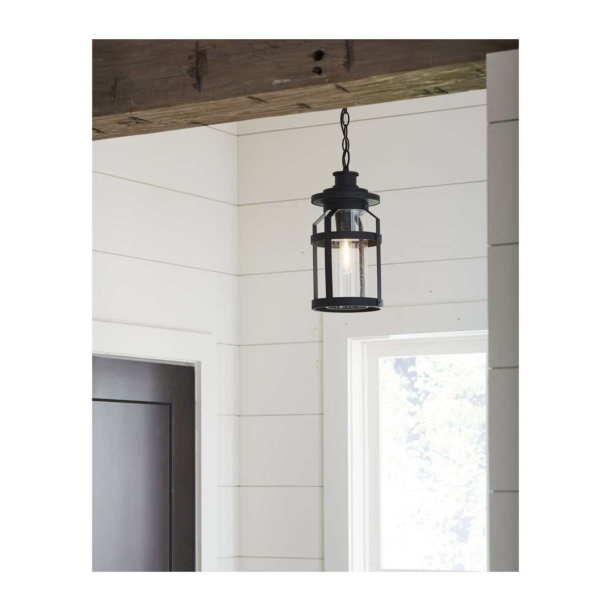 Haslett 1 Light 8 inch Textured Black Outdoor Hanging Lantern