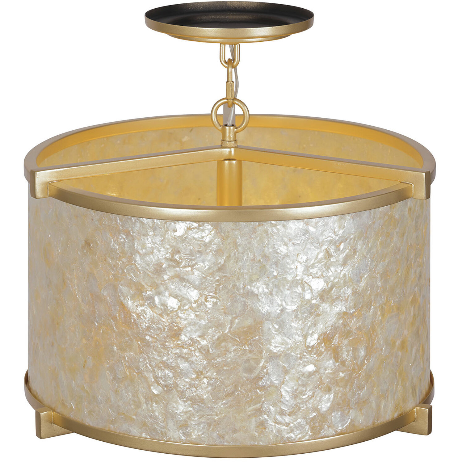 Sommers Bend 4 Light 17 inch Capiz Shell Gold Semi Flush Ceiling Light