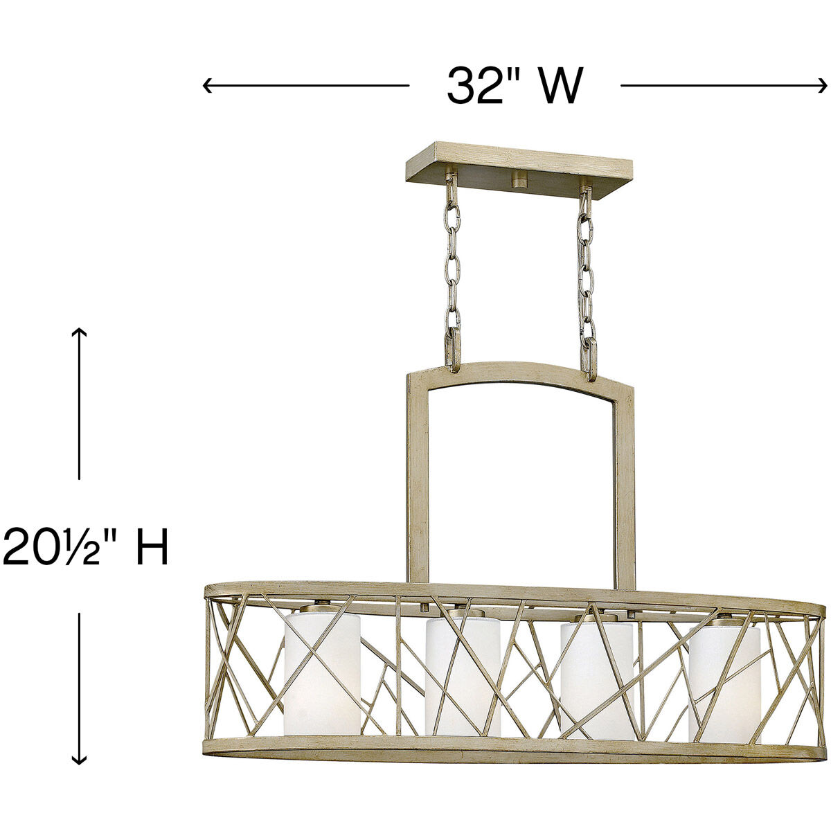 Nest 4 Light 32 inch Silver Leaf Chandelier Ceiling Light