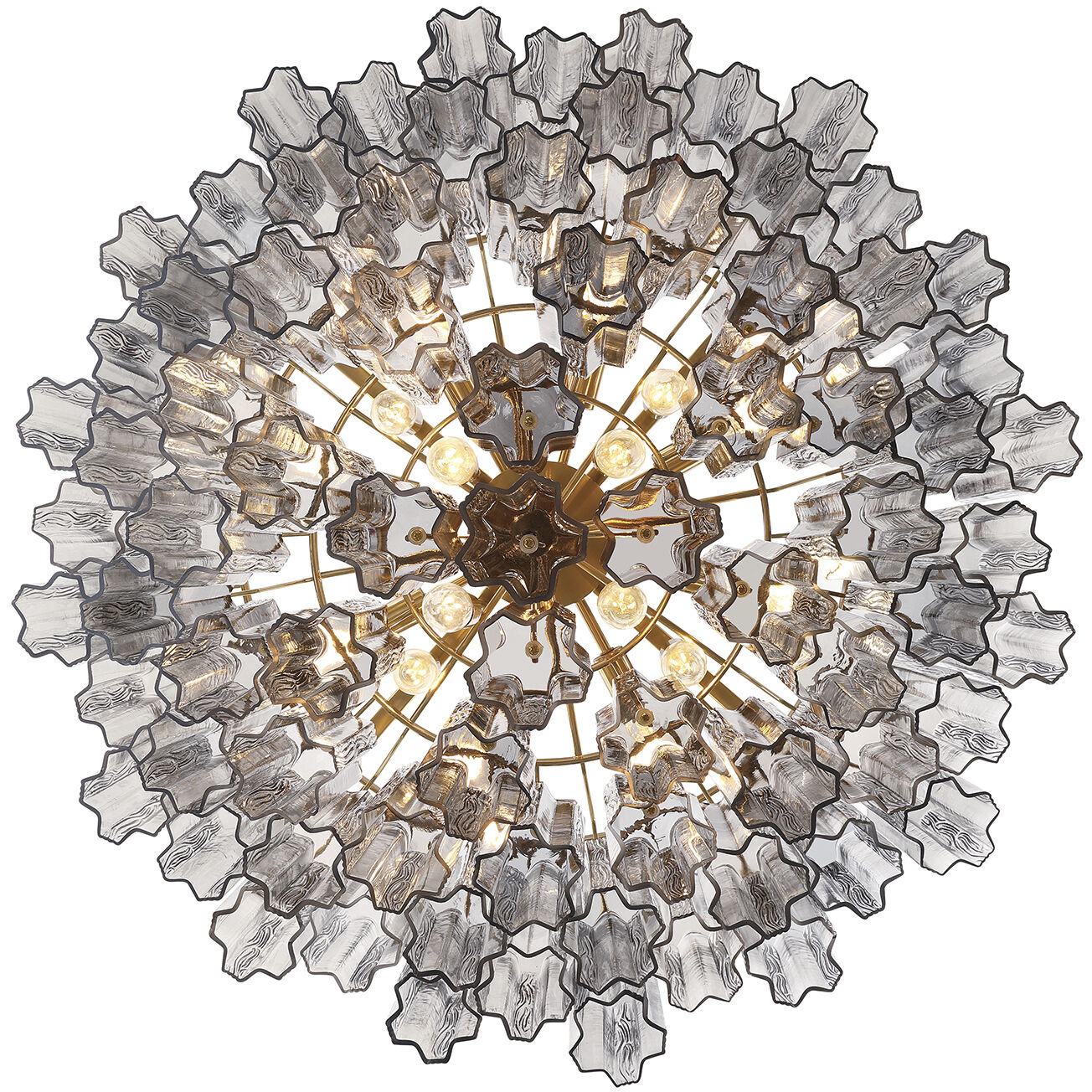 Addis 16 Light 32 inch Aged Brass Chandelier Ceiling Light in Tronchi Glass Smoke