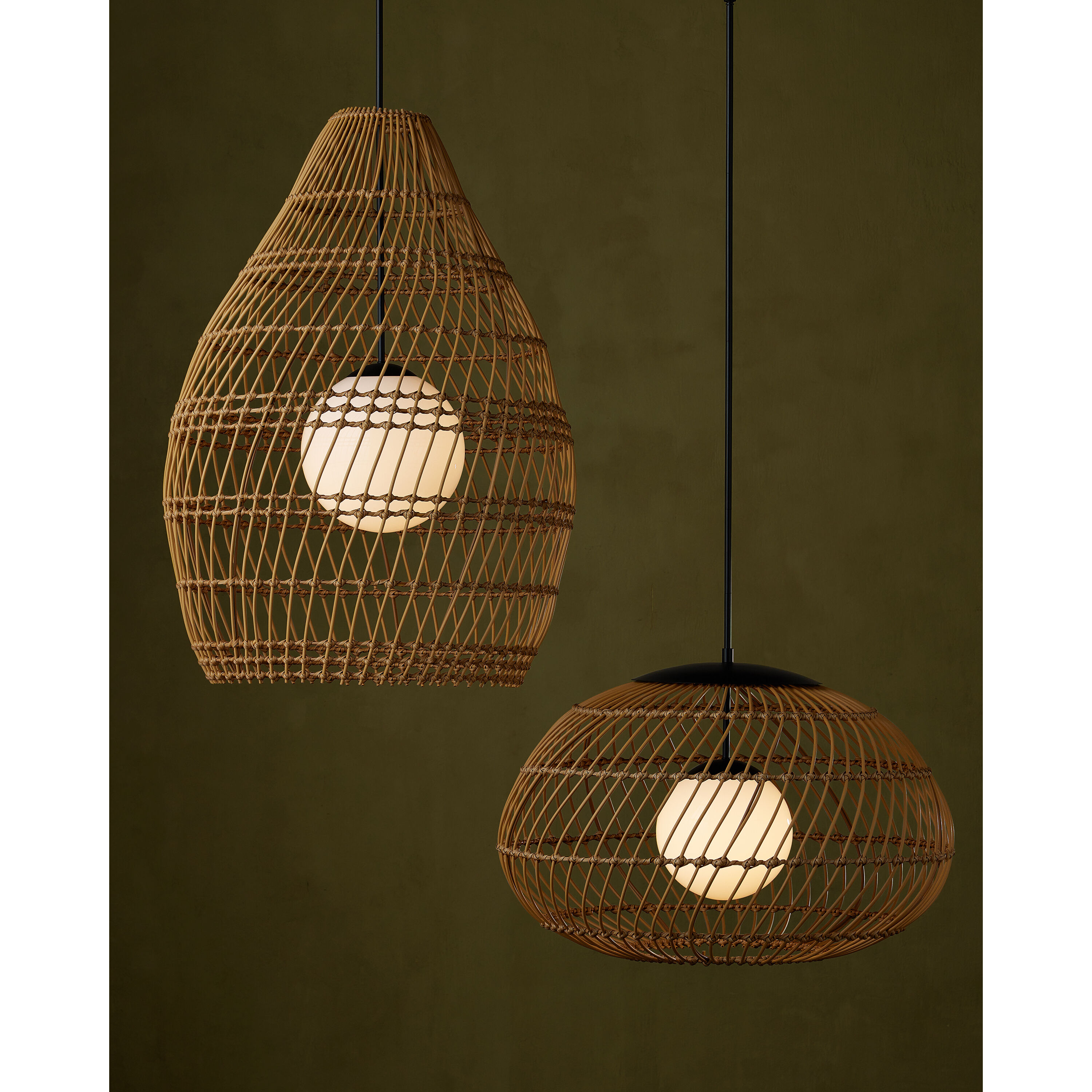 Fishtrap 1 Light 29.5 inch Natural/Black/Frosted White Outdoor Pendant