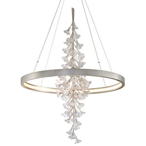 Jasmine LED 44 inch Silver Leaf Pendant Ceiling Light, Circular Frame