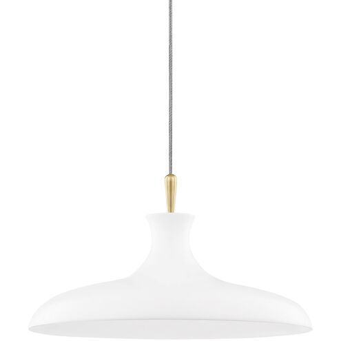 Cassidy 1 Light 21 inch Aged Brass/Soft Off White Pendant Ceiling Light
