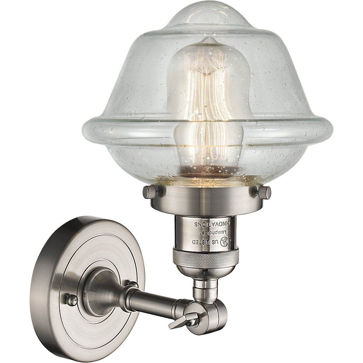 Franklin Restoration Small Oxford LED 7.5 inch Brushed Satin Nickel Semi-Flush Mount Ceiling Light in Seedy Glass, Franklin Restoration
