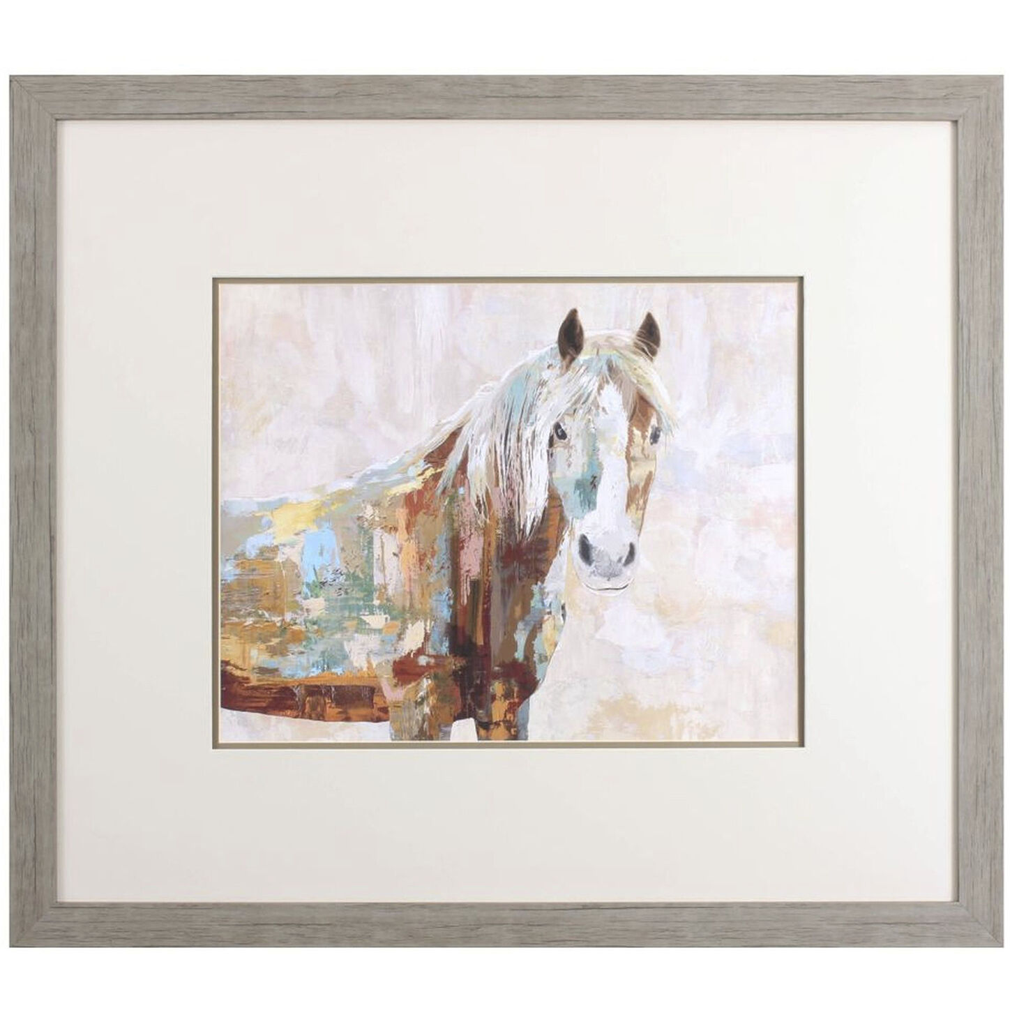Dappled Horse Brown and Red and Teal and Blue Framed Art, Propac