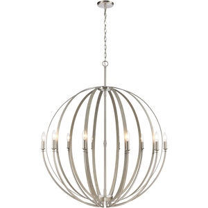 Rotunde 10 Light 38 inch Matte White with Polished Nickel Chandelier Ceiling Light in Matte White/Polished Nickel