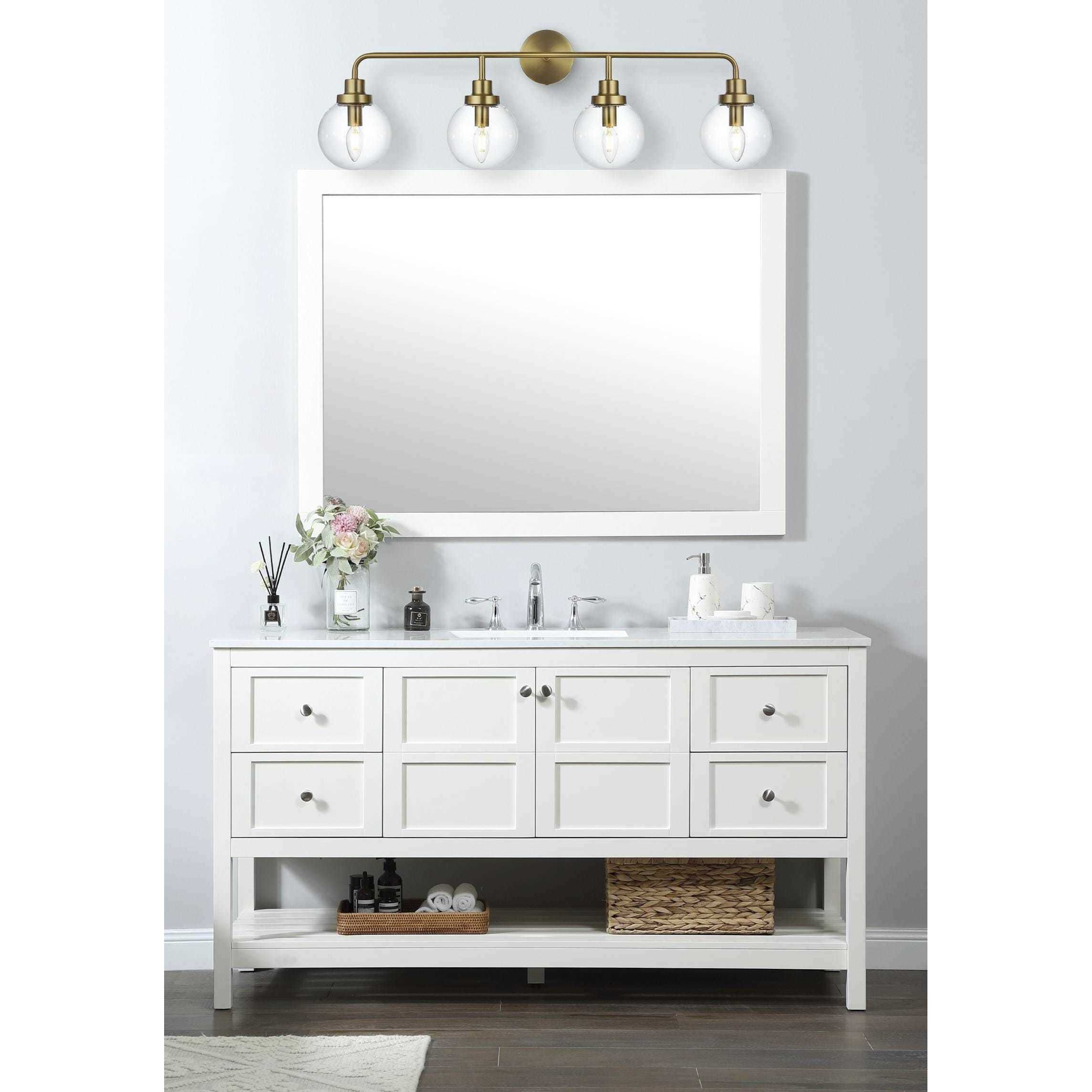 Hanson 4 Light 37 inch Satin Gold Bath Sconce Wall Light