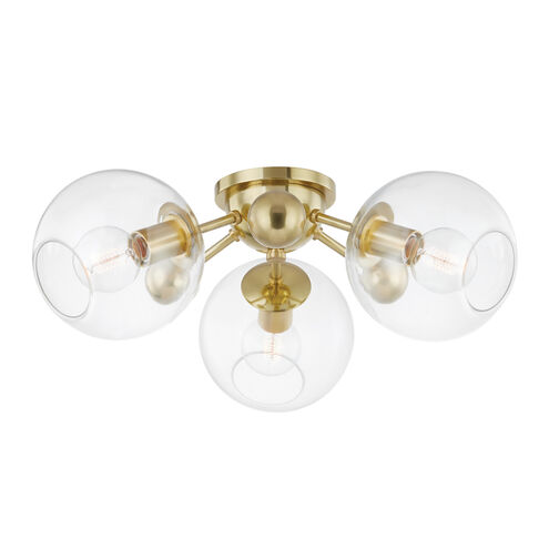 Abbott 3 Light 24.5 inch Aged Brass Semi Flush Ceiling Light