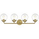 Knoll 4 Light 33 inch Brushed Gold Bath Bar Wall Light