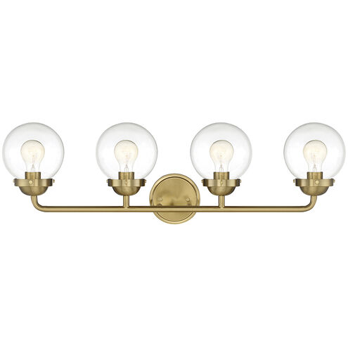 Knoll 4 Light 33 inch Brushed Gold Bath Bar Wall Light
