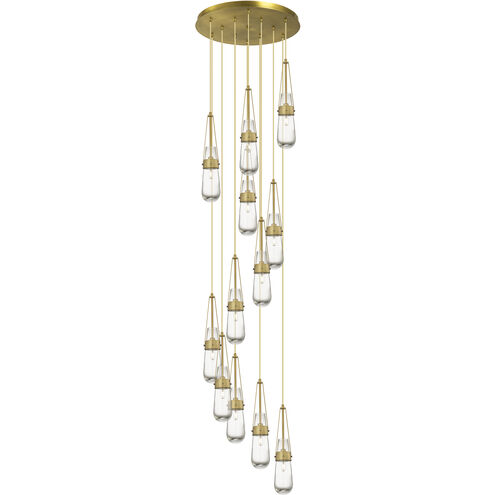 Milan 12 Light 23.63 inch Brushed Brass Multi Pendant Ceiling Light in Clear Glass