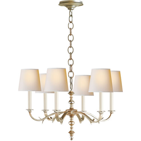 Thomas O'Brien Channing 6 Light 28 inch Burnished Silver Leaf Chandelier Ceiling Light in Natural Paper, Small