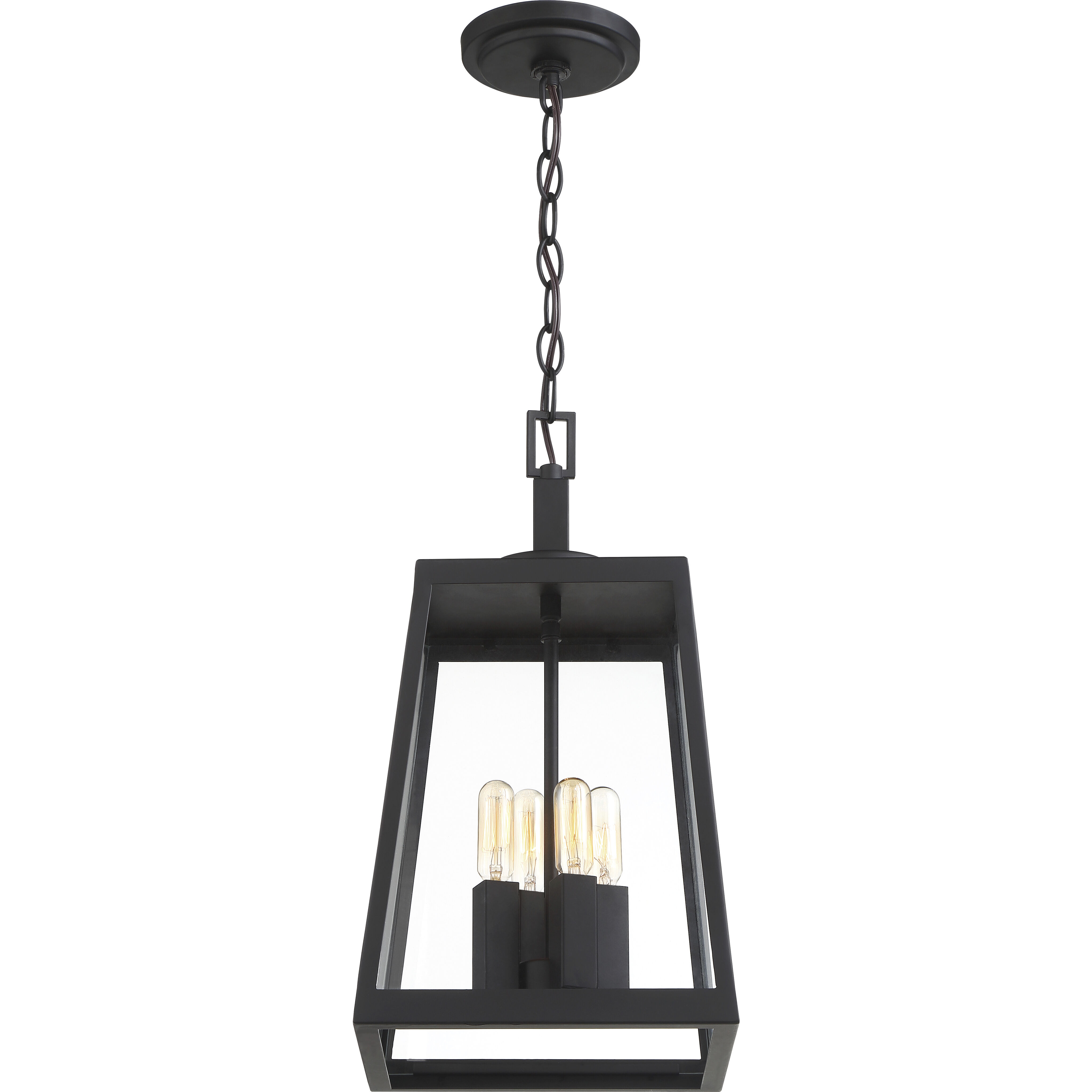 Halifax 4 Light 10 inch Matte Black and Glass Outdoor Hanging Lantern